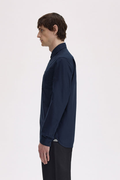 Fred Perry Slim-Fit Button-Down Cotton Oxford Shirt in Navy