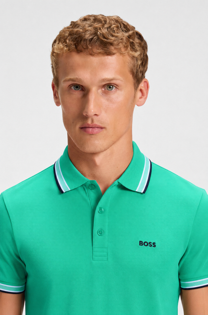 BOSS Regular-Fit Cotton Piqué Polo Shirt in Bright Green