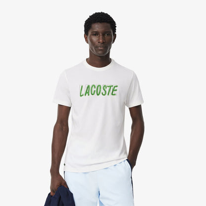 Lacoste Sport Men’s Scribble Graphic Logo Cotton T-Shirt – White/Green