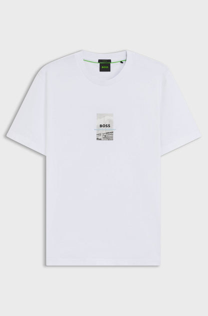 BOSS Regular-Fit Cotton T-Shirt with Architectural Artwork