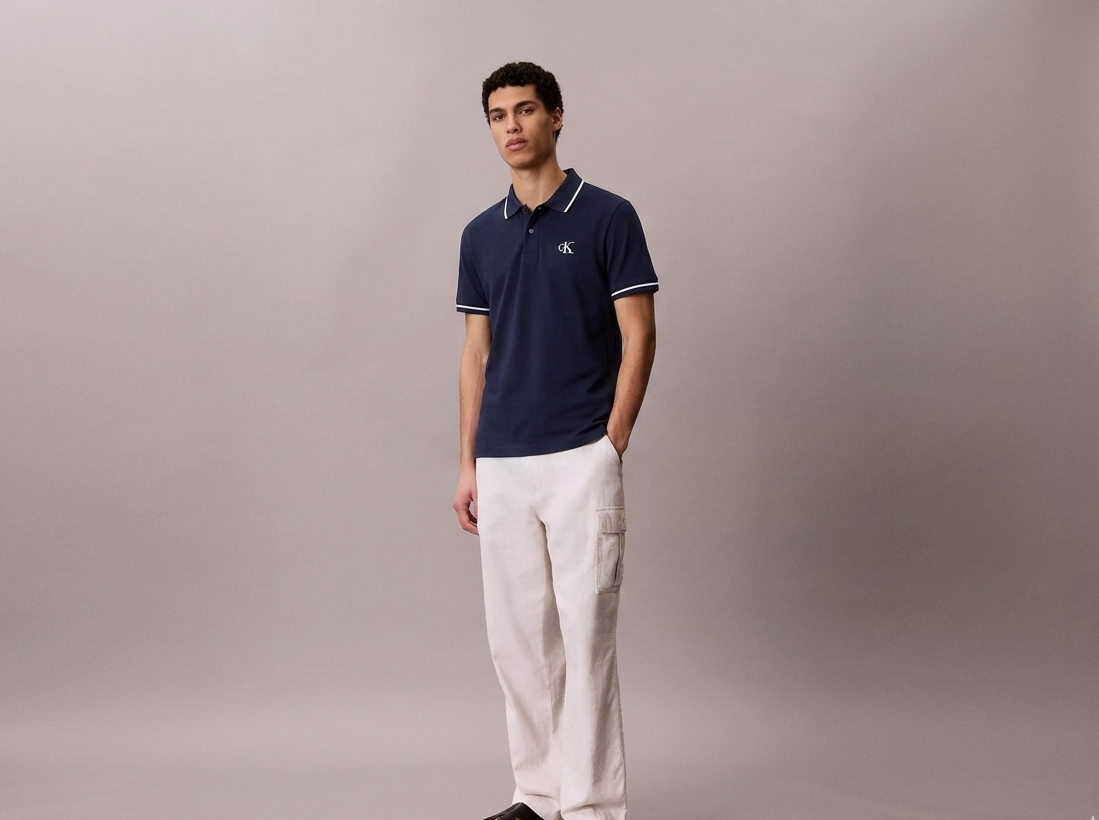 Calvin Klein Jeans – Monogram Tipped Slim Fit Polo Shirt