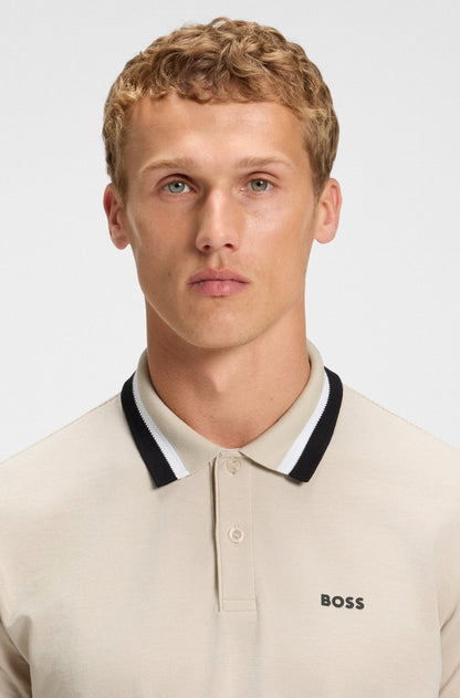 BOSS Regular-Fit Cotton Piqué Polo Shirt in Beige