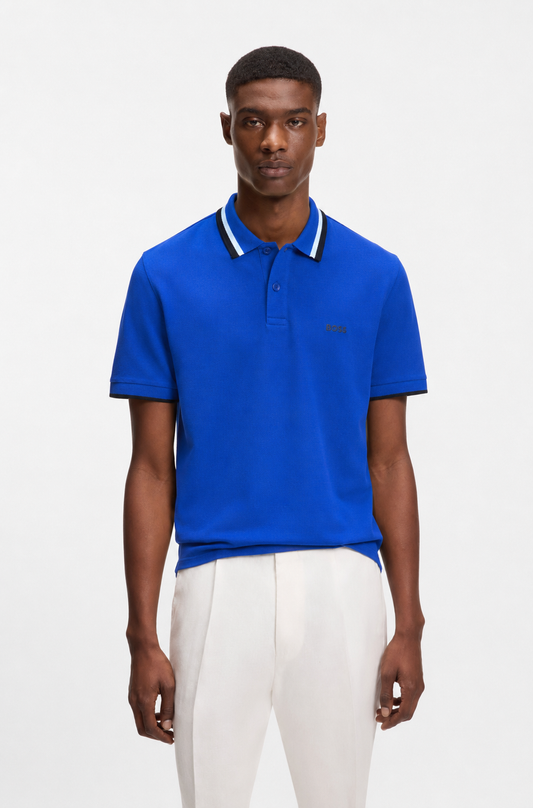 BOSS Regular-Fit Cotton Piqué Polo Shirt in Royal Blue