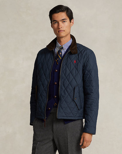 Polo Ralph Lauren Diamond Quilted Jacket with Corduroy Collar - Navy