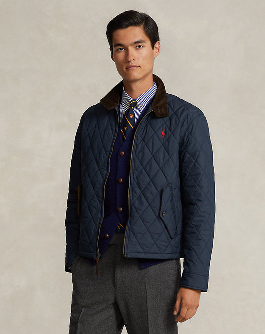 Polo Ralph Lauren Diamond Quilted Jacket with Corduroy Collar - Navy