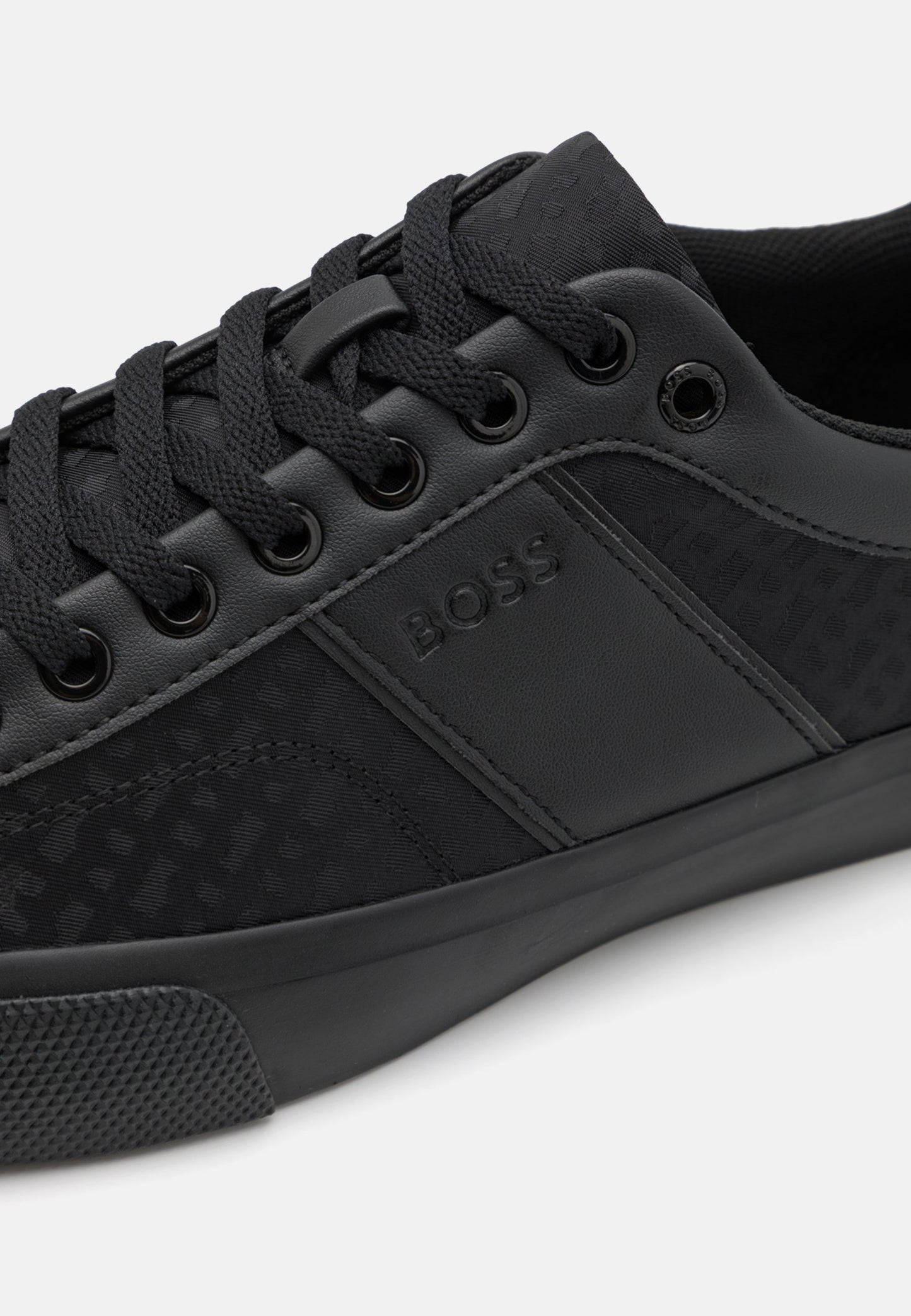 BOSS Men's Seth Low-Top Sneakers - Triple Black Monogram Edition