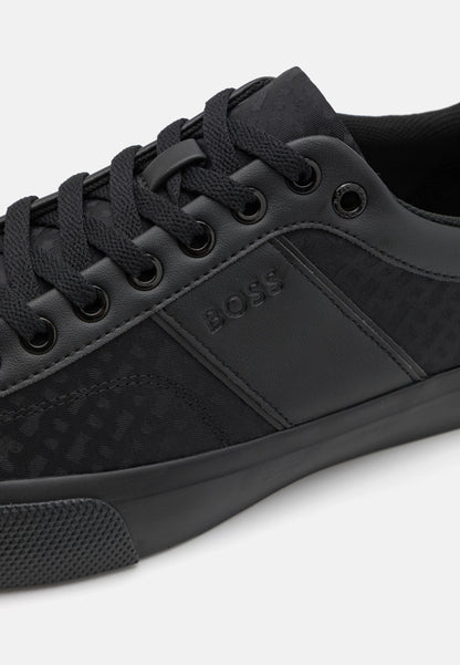 BOSS Men's Seth Low-Top Sneakers - Triple Black Monogram Edition