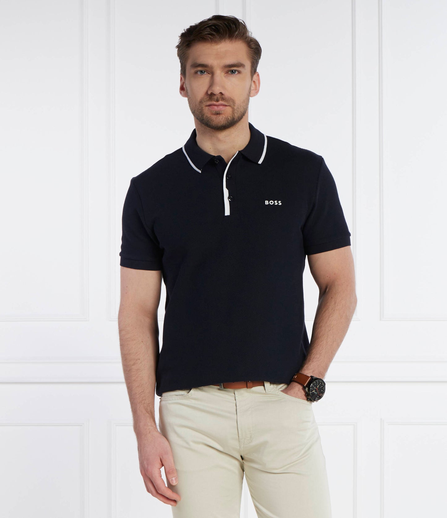 BOSS Slim-Fit Piqué Polo Shirt with Contrast Tipping