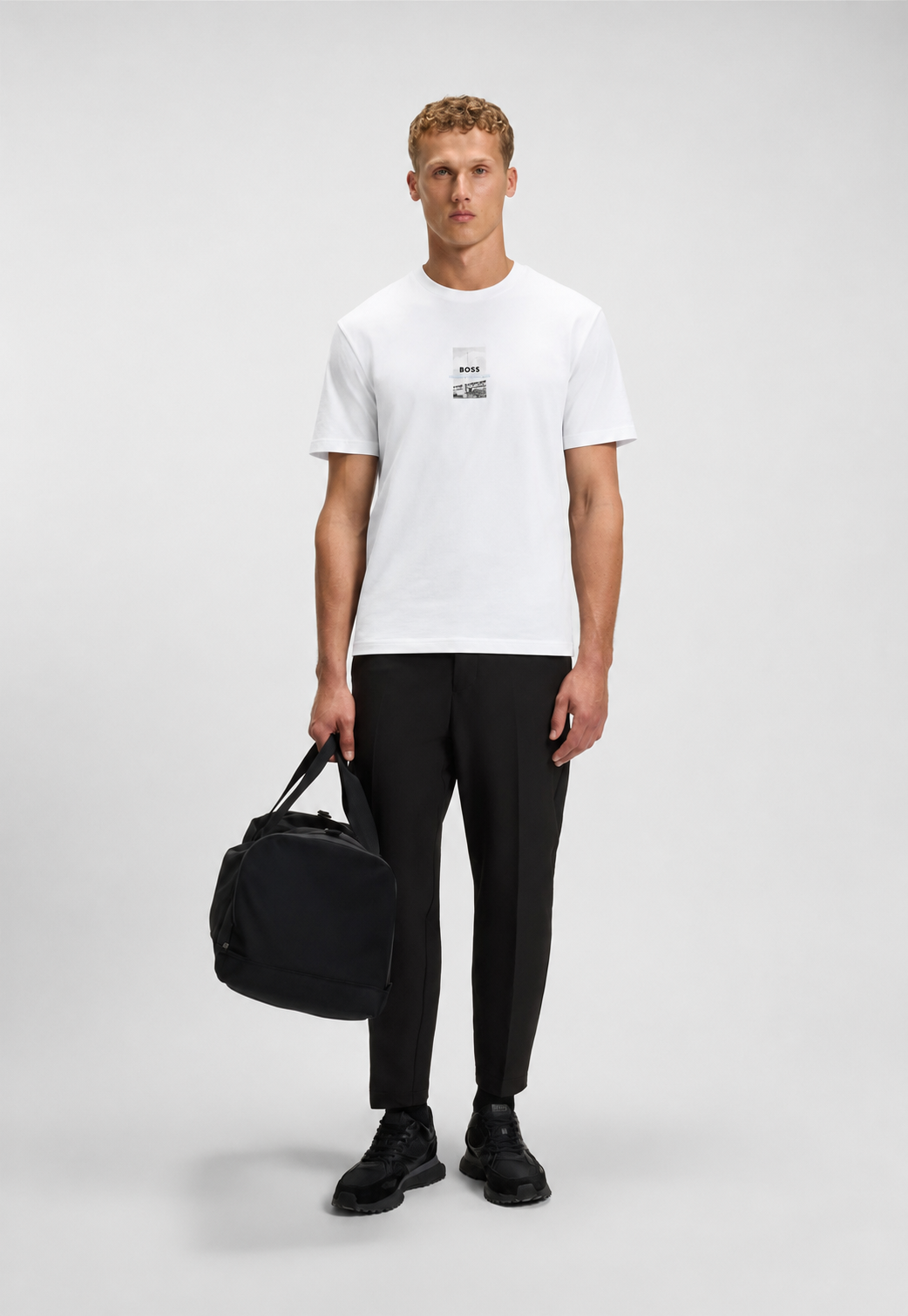 BOSS Regular-Fit Cotton T-Shirt with Architectural Artwork