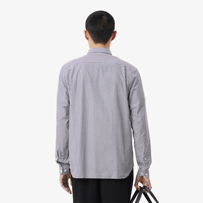 Lacoste Regular Fit Striped Cotton Oxford Shirt – Gray & White