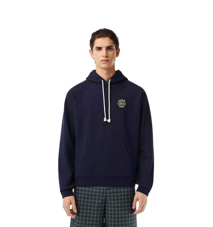 Lacoste Paris Logo Patch Navy Fleece Hoodie