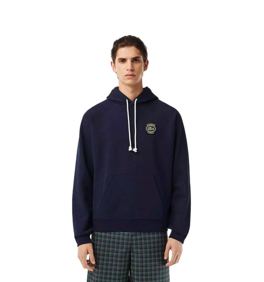 Lacoste Paris Logo Patch Navy Fleece Hoodie