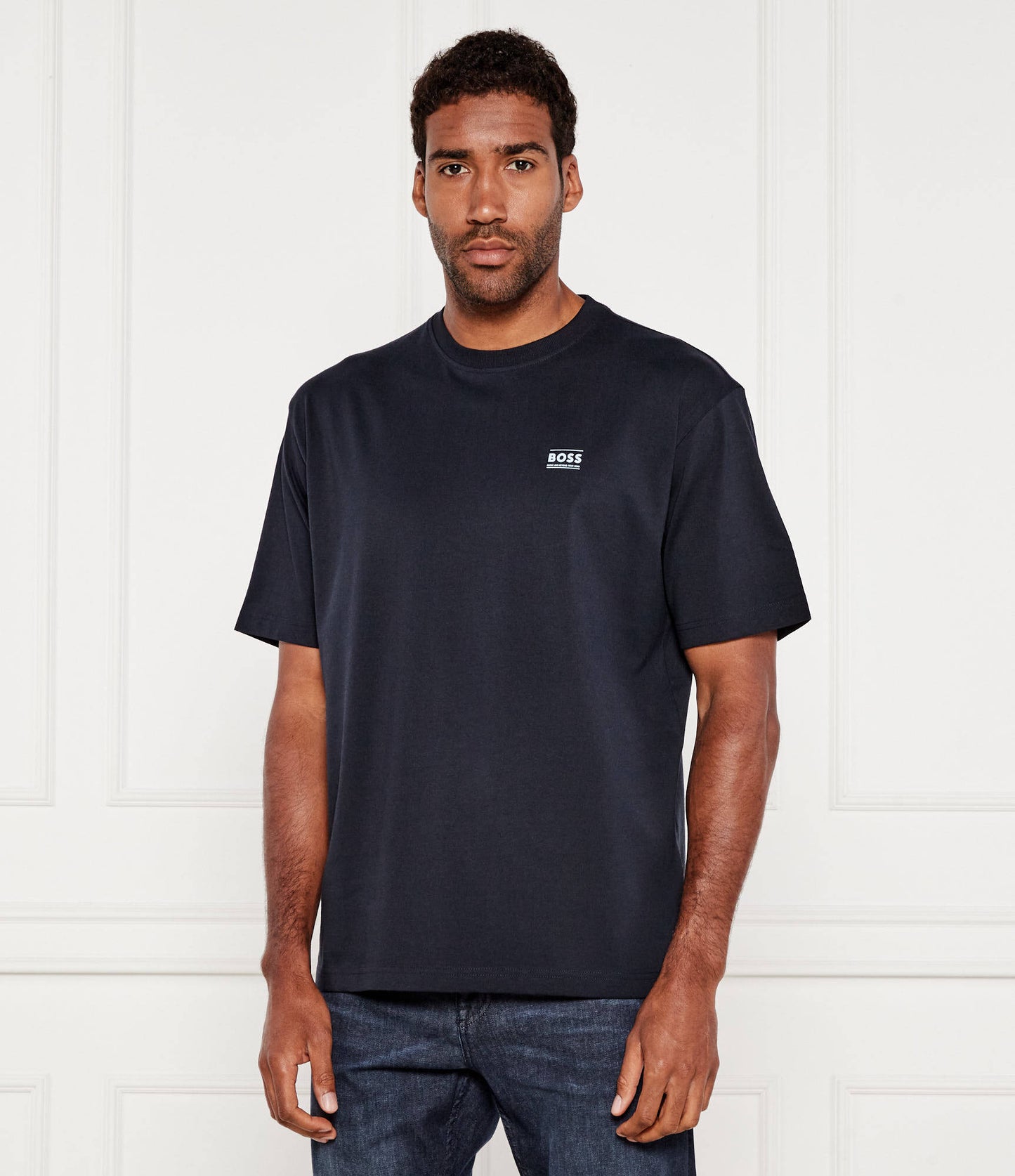 BOSS Relaxed-Fit Cotton Graphic T-Shirt with "Above" Mountain Print