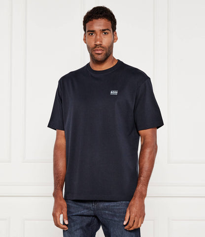 BOSS Relaxed-Fit Cotton Graphic T-Shirt with "Above" Mountain Print