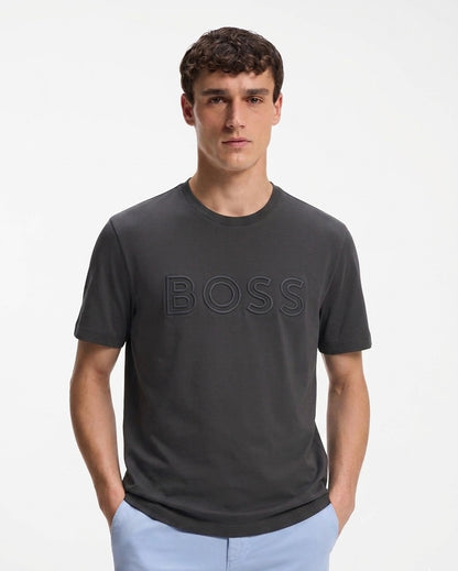 BOSS – Slim-Fit T-Shirt in Mercerized Cotton with Tonal Embossed Logo