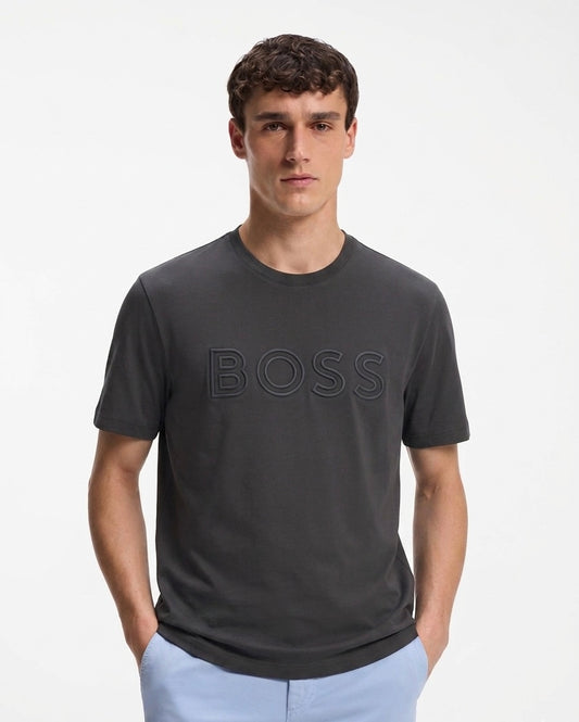 BOSS – Slim-Fit T-Shirt in Mercerized Cotton with Tonal Embossed Logo