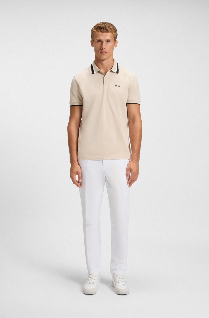 BOSS Regular-Fit Cotton Piqué Polo Shirt in Beige