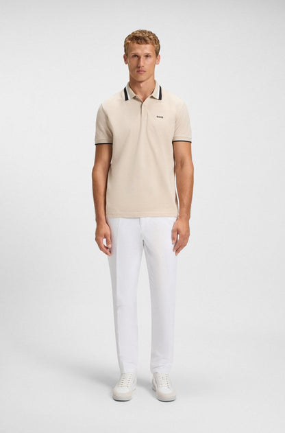 BOSS Regular-Fit Cotton Piqué Polo Shirt in Beige