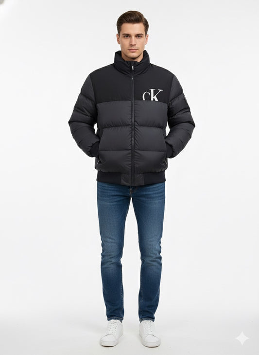 Calvin Klein Puffer Jacket with Bold CK Back Logo - Navy blue