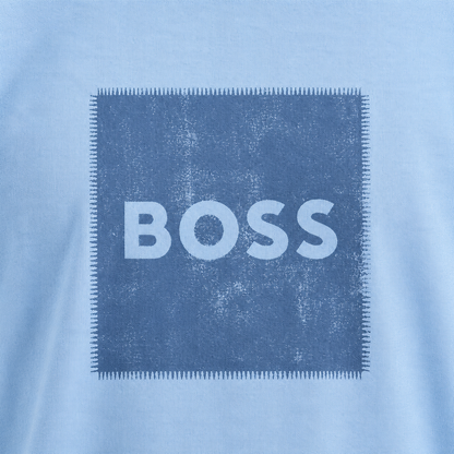 BOSS Regular-Fit Cotton T-Shirt with Distressed Stitch-Effect Logo