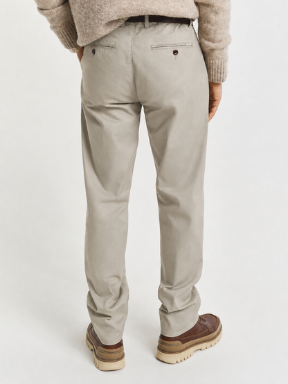 GANT Premium Cotton Twill Slim Fit Chino Trousers – Beige