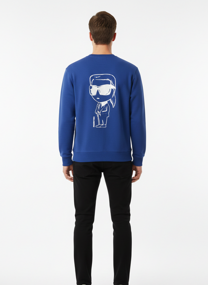KARL LAGERFELD Men’s Ikonik Patch Sweatshirt – Electric Blue
