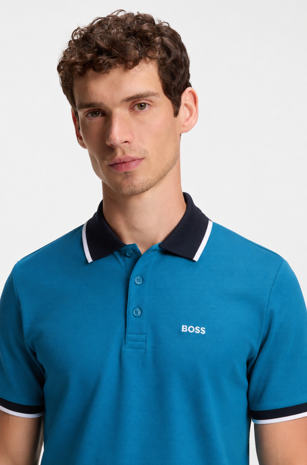 BOSS Regular-Fit Cotton Piqué Polo Shirt in Petrol Blue