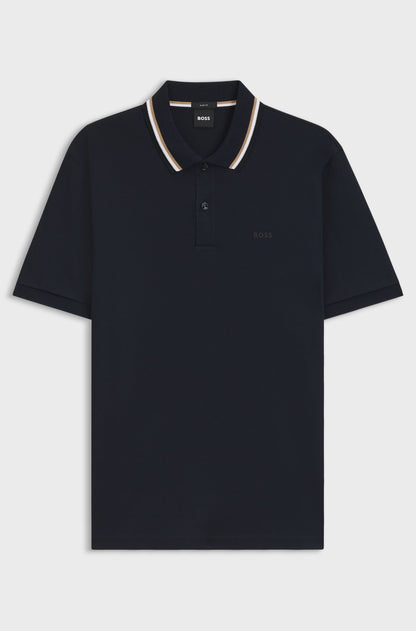 BOSS Slim-Fit Piqué Polo – Signature Gold Tipped Collar