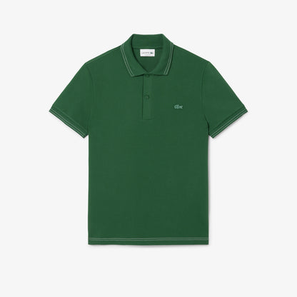 Lacoste Slim Fit Contrast-Stitch Cotton Pique Polo Shirt – Heritage Green