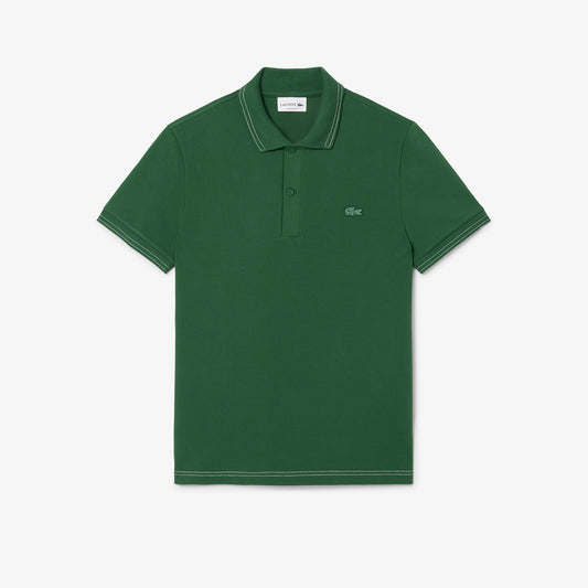 Lacoste Slim Fit Contrast-Stitch Cotton Pique Polo Shirt – Heritage Green
