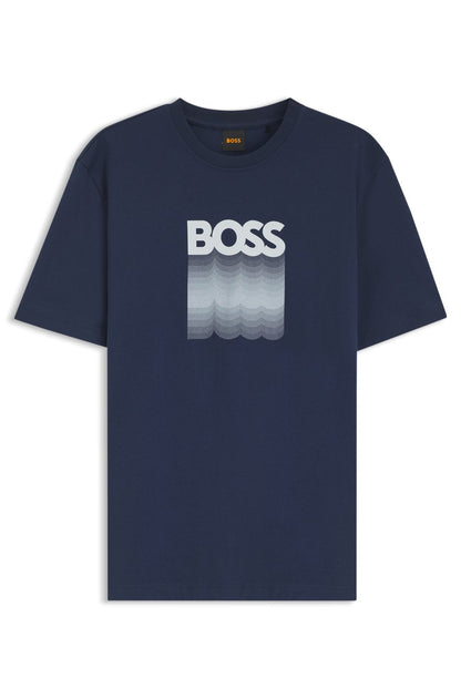 BOSS Regular-Fit Cotton T-Shirt with Gradient Wave Logo