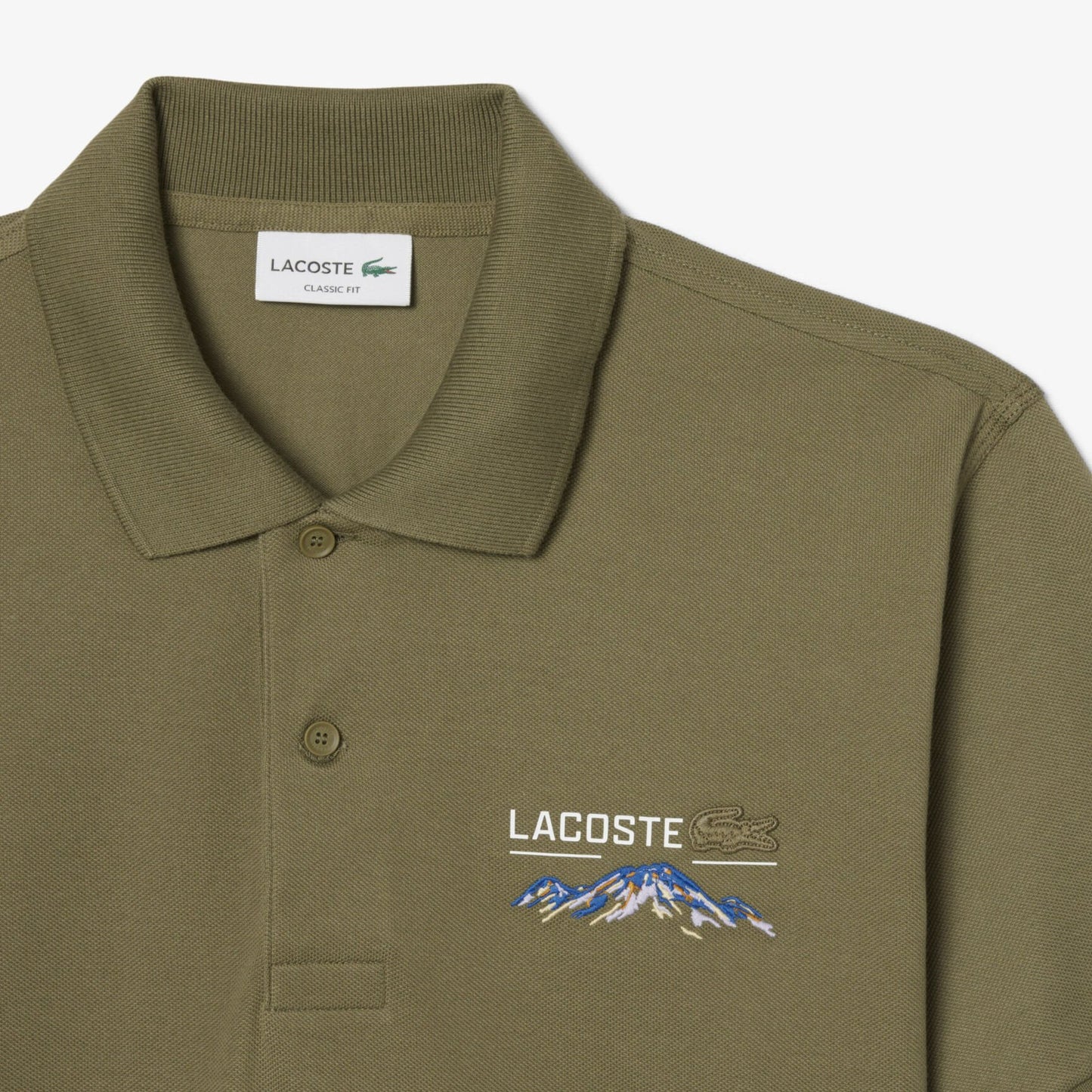 Lacoste Heritage Piqué Polo – Khaki Mountain Graphic Edition