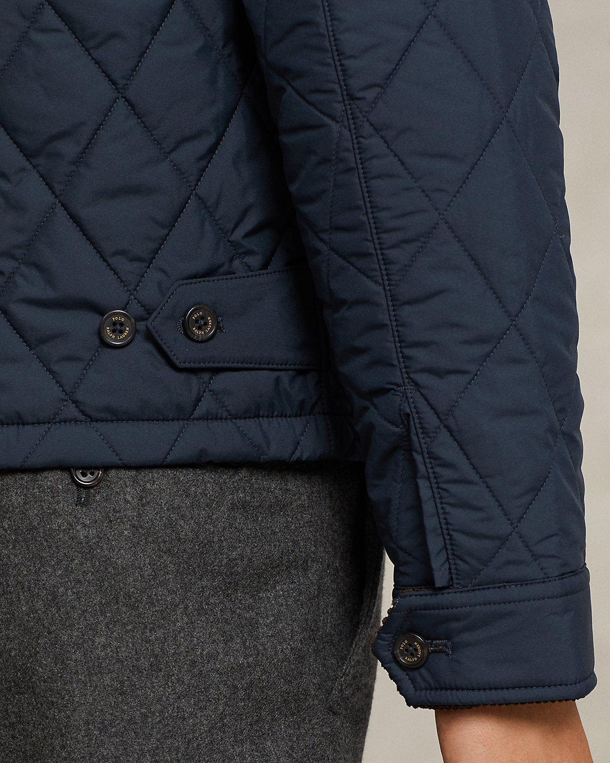Polo Ralph Lauren Diamond Quilted Jacket with Corduroy Collar - Navy
