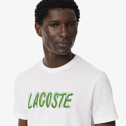 Lacoste Sport Men’s Scribble Graphic Logo Cotton T-Shirt – White/Green