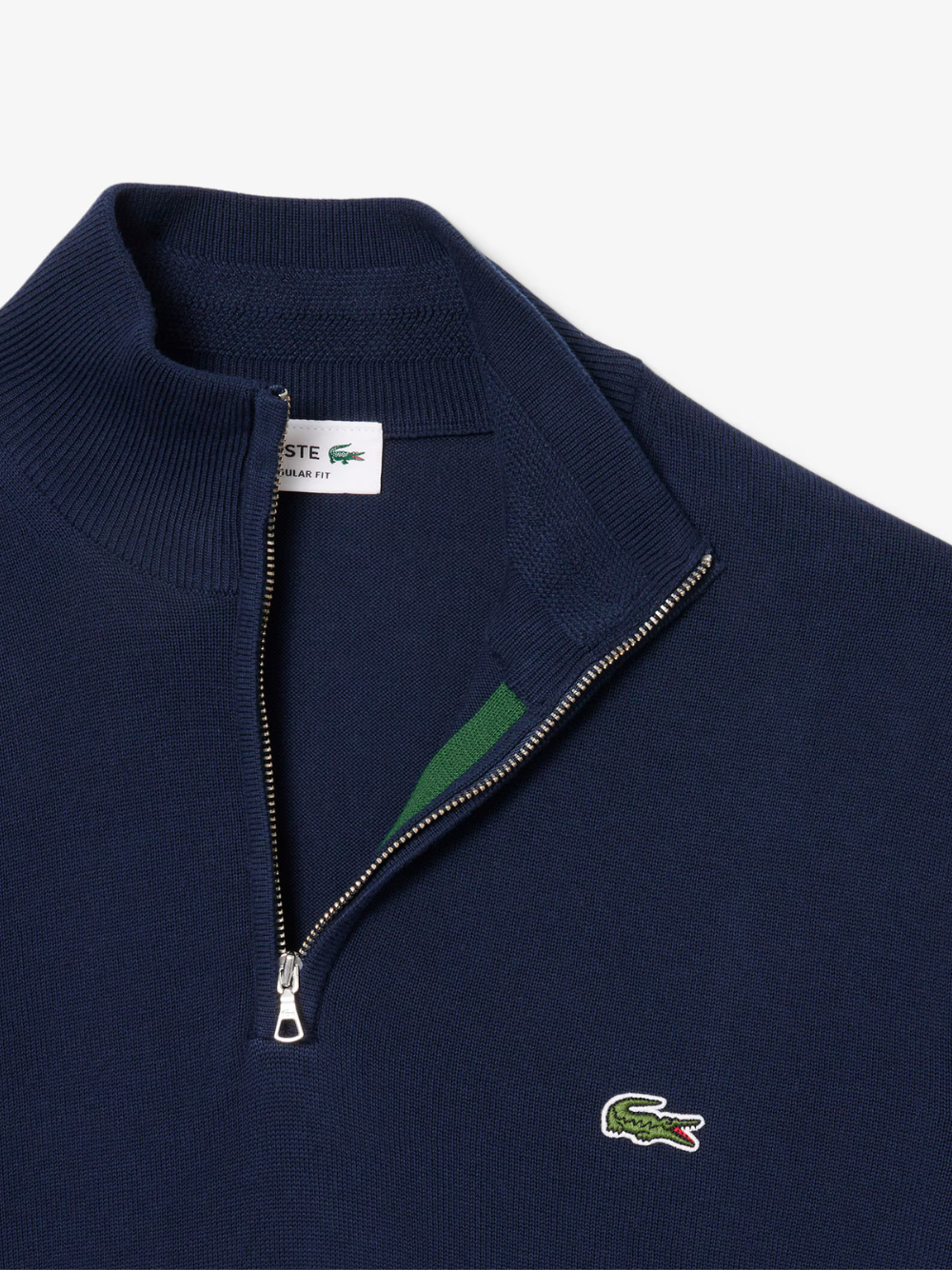 Lacoste Men’s Classic Quarter-Zip Cotton Knit Sweater – Navy Blue
