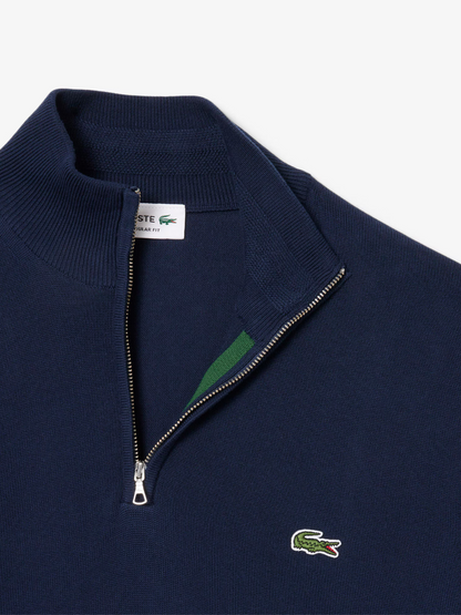 Lacoste Men’s Classic Quarter-Zip Cotton Knit Sweater – Navy Blue