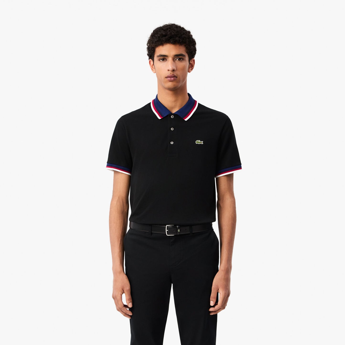 Lacoste Slim Fit Petit Piqué Polo – Black Tricolor Edition