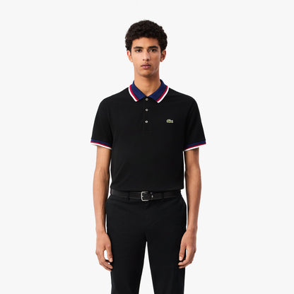 Lacoste Slim Fit Petit Piqué Polo – Black Tricolor Edition