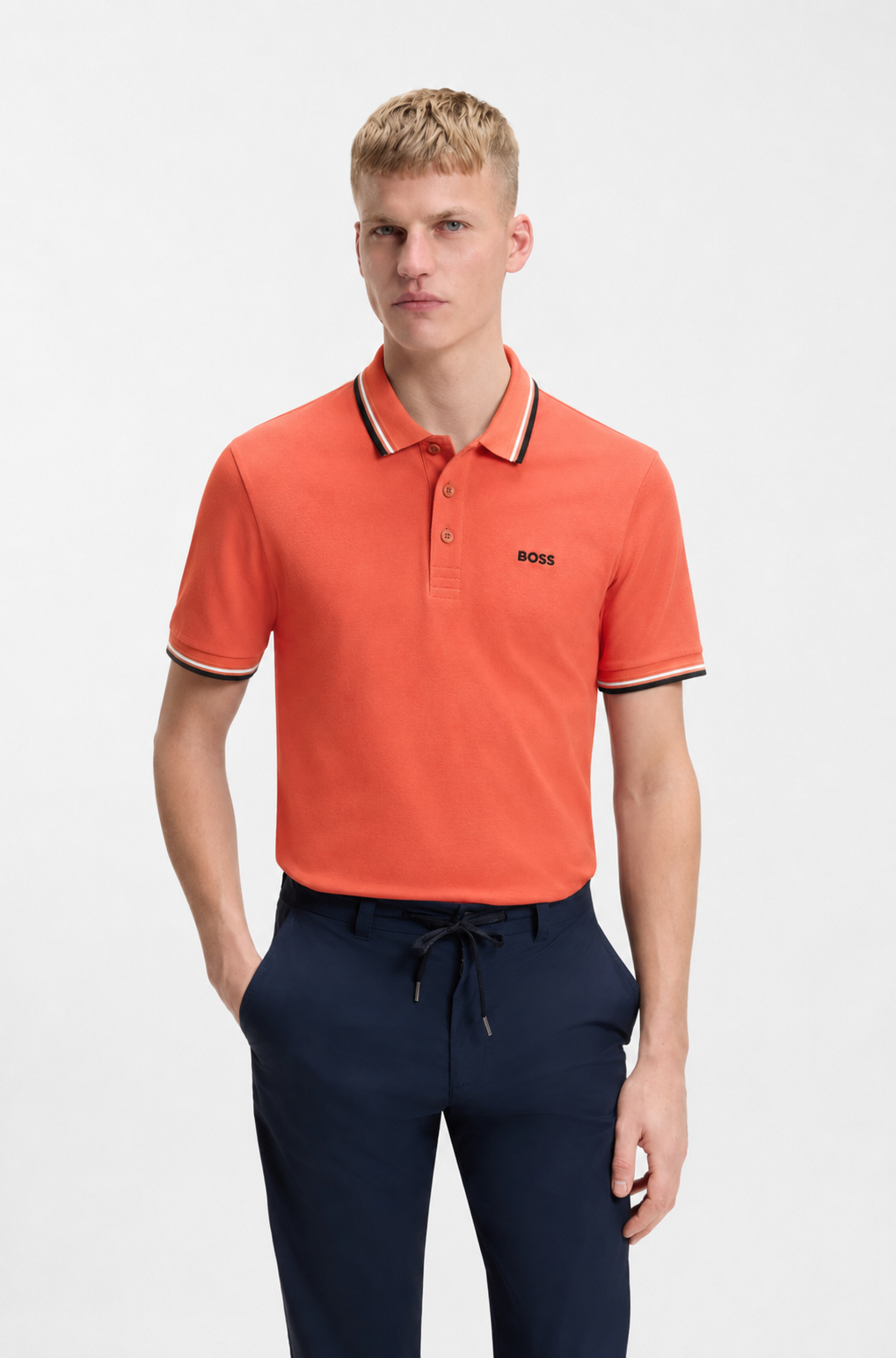 BOSS Regular-Fit Cotton Piqué Polo Shirt in Coral