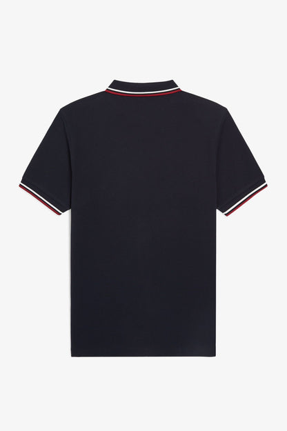 Fred Perry M3600 Twin Tipped Polo Shirt - Navy / White / Red