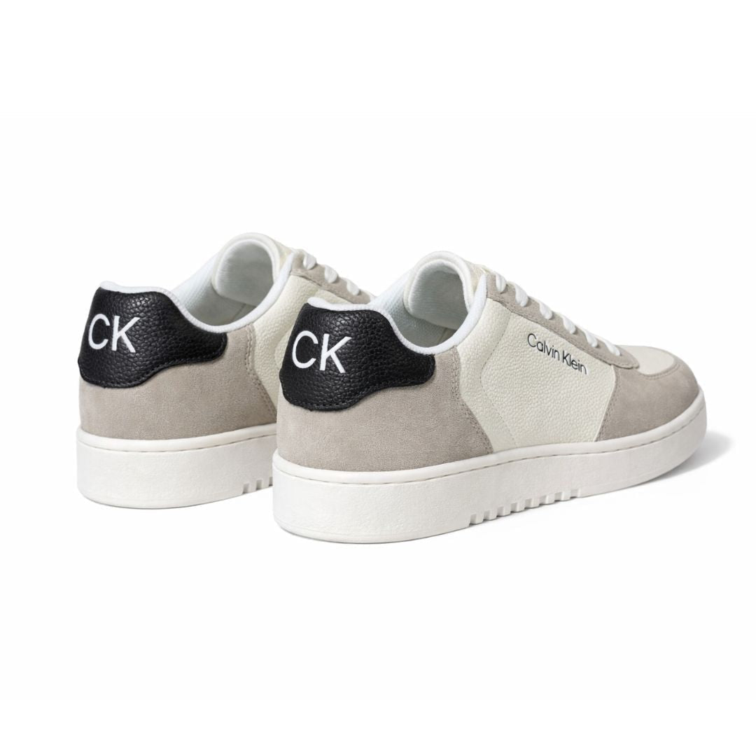 Calvin Klein Men’s Cupsole Suede Mix Sneakers – Stucco/White