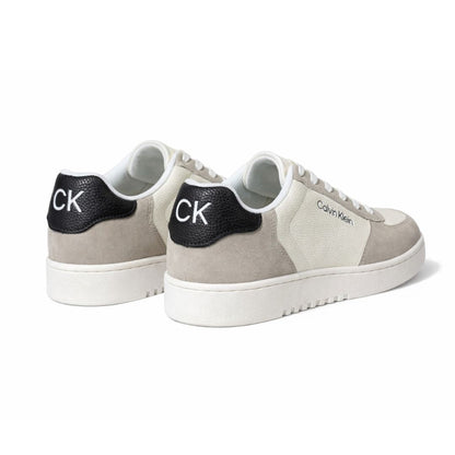 Calvin Klein Men’s Cupsole Suede Mix Sneakers – Stucco/White
