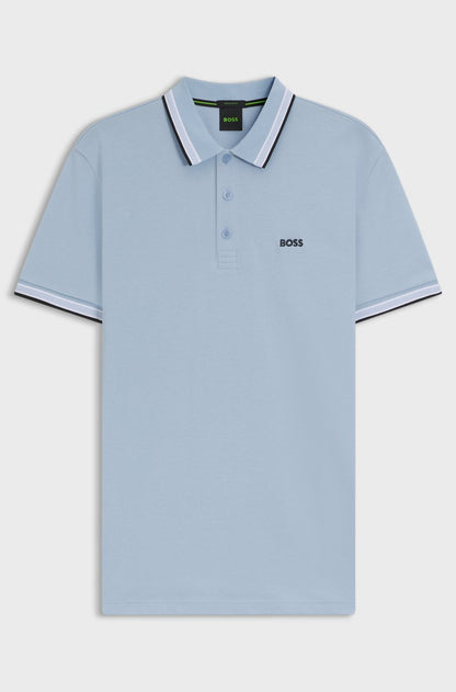 BOSS Slim-Fit Piqué Polo – Sky Blue Tipped Edition