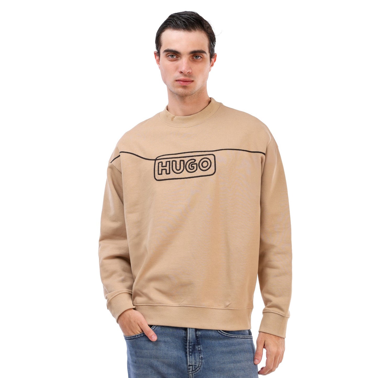 HUGO Relaxed-Fit Camel Outline Logo Sweatshirt