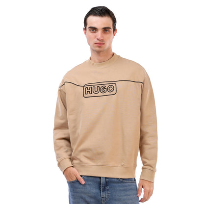 HUGO Relaxed-Fit Camel Outline Logo Sweatshirt