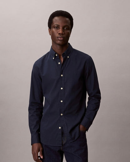 Calvin Klein Men's Regular Fit Cotton Stretch Shirt - Navy Blue