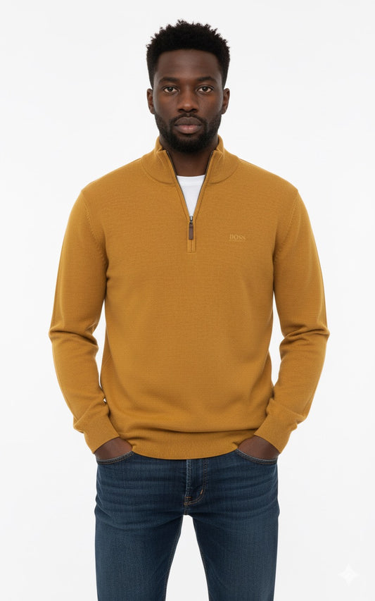 BOSS Men's Half-Zip Jumper - Amber Yellow / Mustard