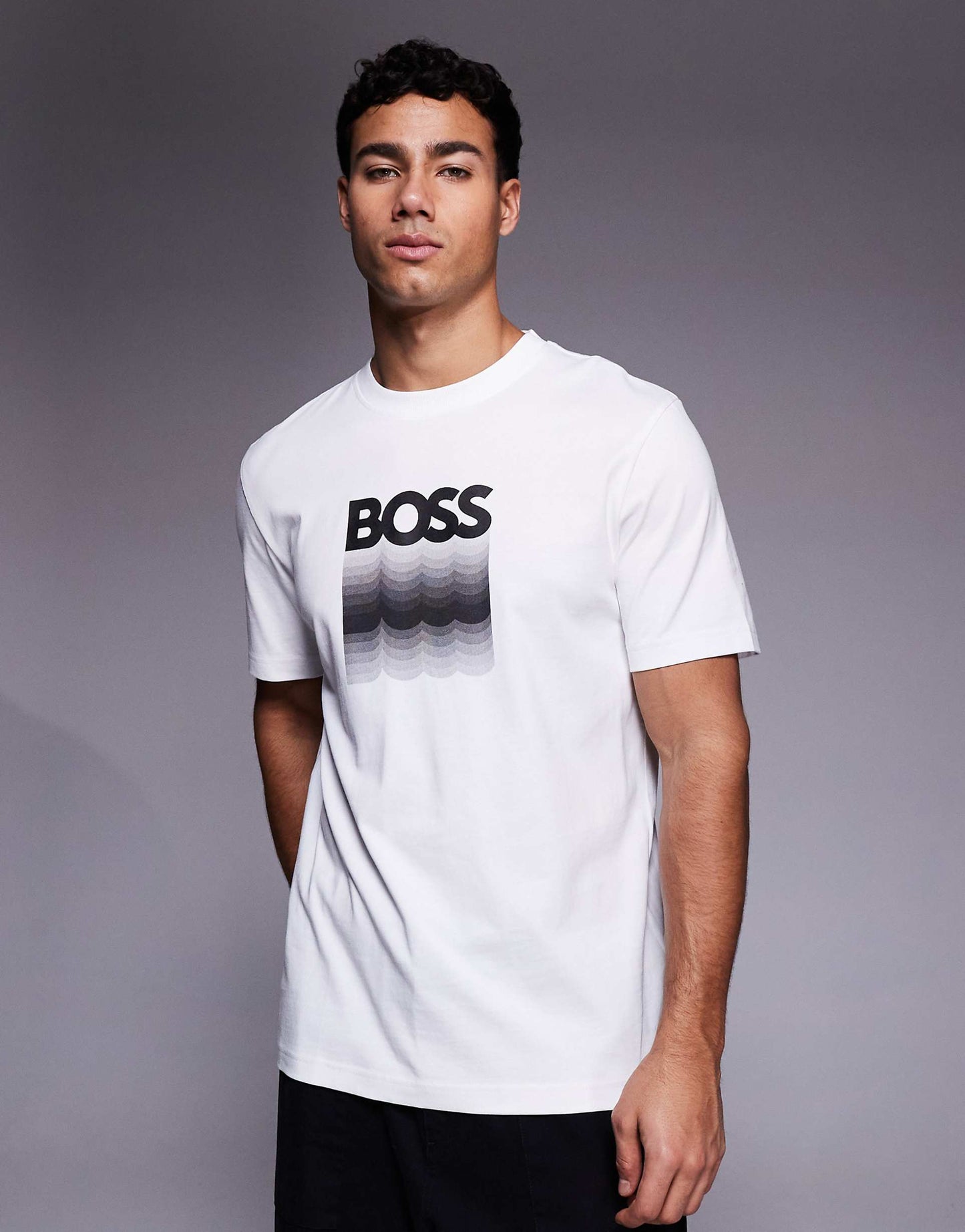 BOSS Regular-Fit Cotton T-Shirt with Gradient Wave Logo