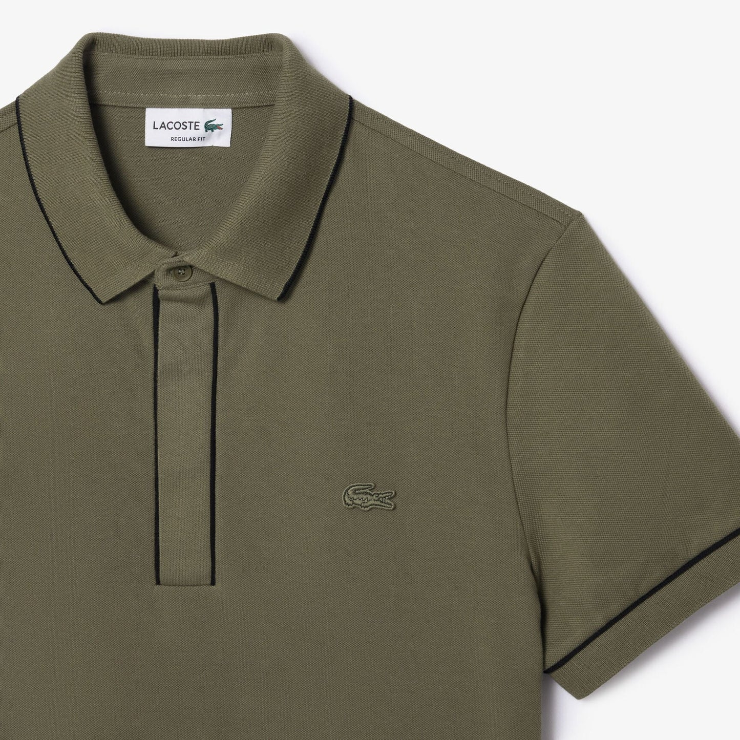 Lacoste Regular Fit Piped Organic Cotton Polo Shirt – Khaki Green