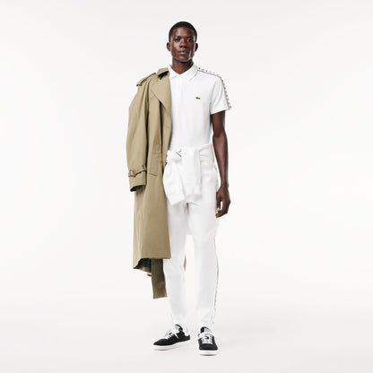 Lacoste Regular Fit Monogram Tape Cotton Polo Shirt – White